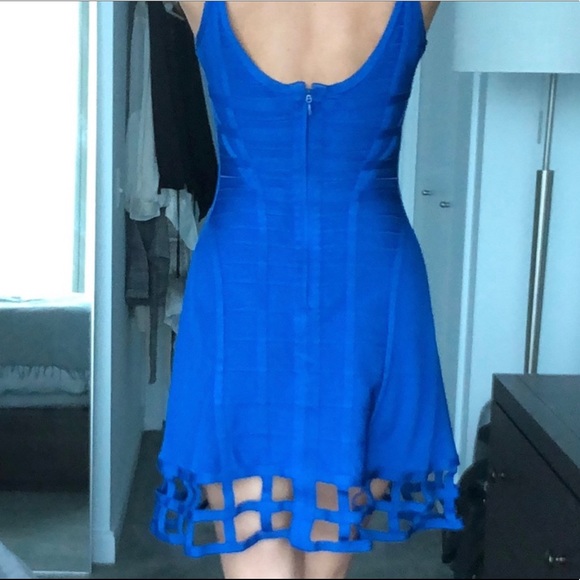 Hervé Léger Blue Vivien Cage Dress $1490 Retail - Picture 13 of 13